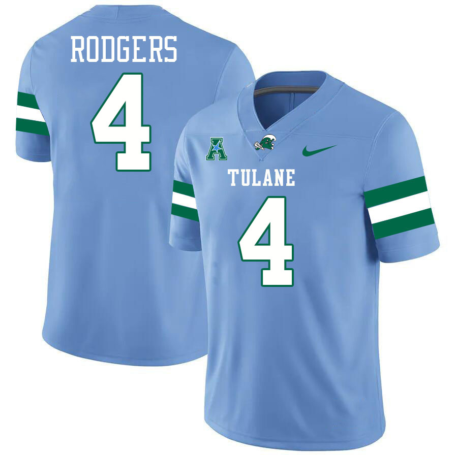 #4 Chris Rodgers Tulane Green Wave Jersey College Football Uniforms,Apparels Stitched-Blue